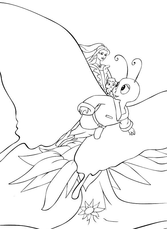 coloriage barbie fairytopia sur le dos du papillon